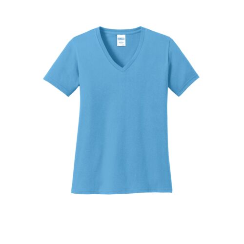 Ladies 5.4 oz 100% Cotton V Neck T-Shirt Thumbnail
