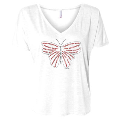 MSD Memorial Butterfly Ladies V Neck Tee - by Artist Heather Schaefer Thumbnail