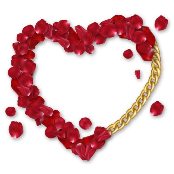 Red Rose Petals with Gold Chain Thumbnail